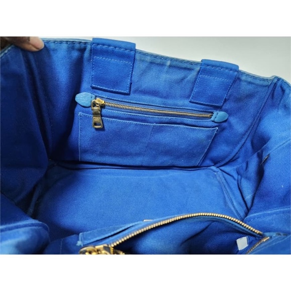 Authentic Prada Denim Canvas Top Handle Bag Blue - Picture 12 of 14